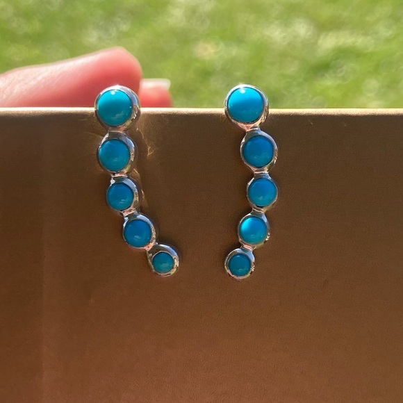 Nwot sleeping beauty turquoise and 925 silver ear climber earrings